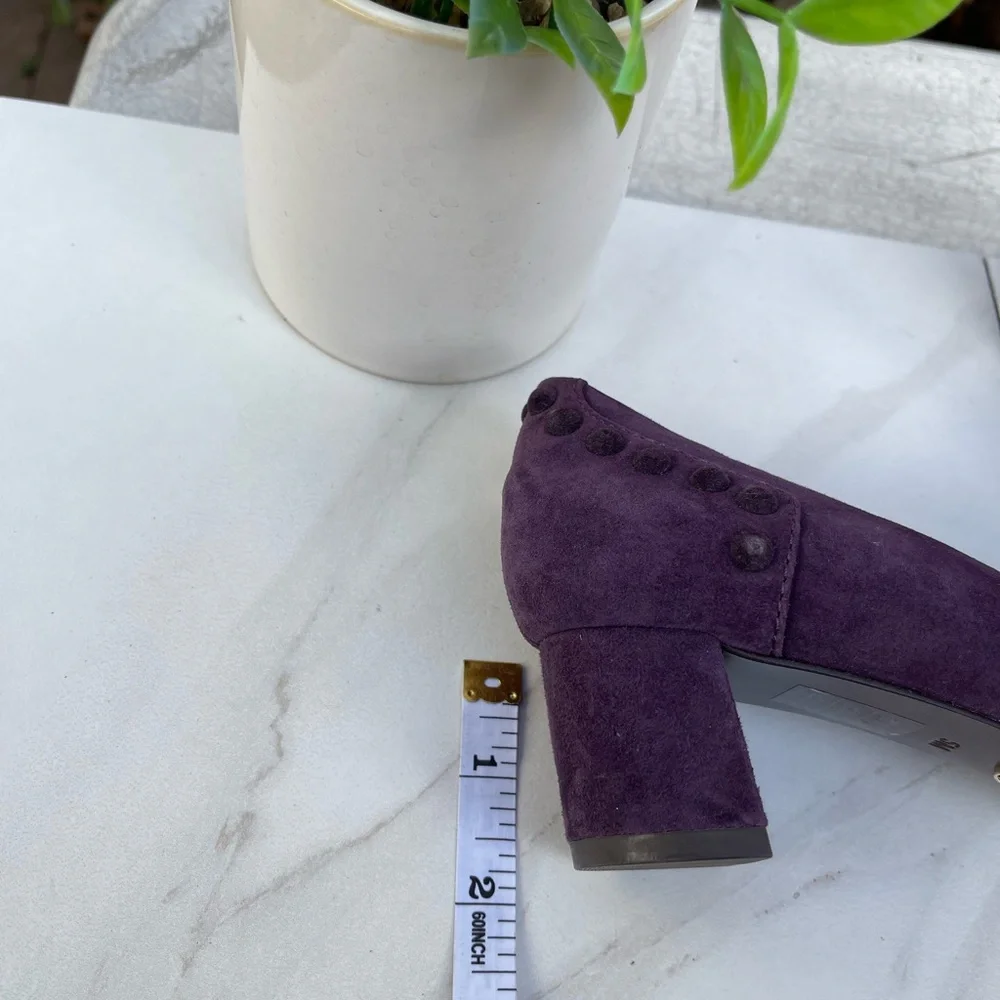 Tory Burch Colt Suede Pump Studded Block Heel Pump Purple Suede Leather Size 5
